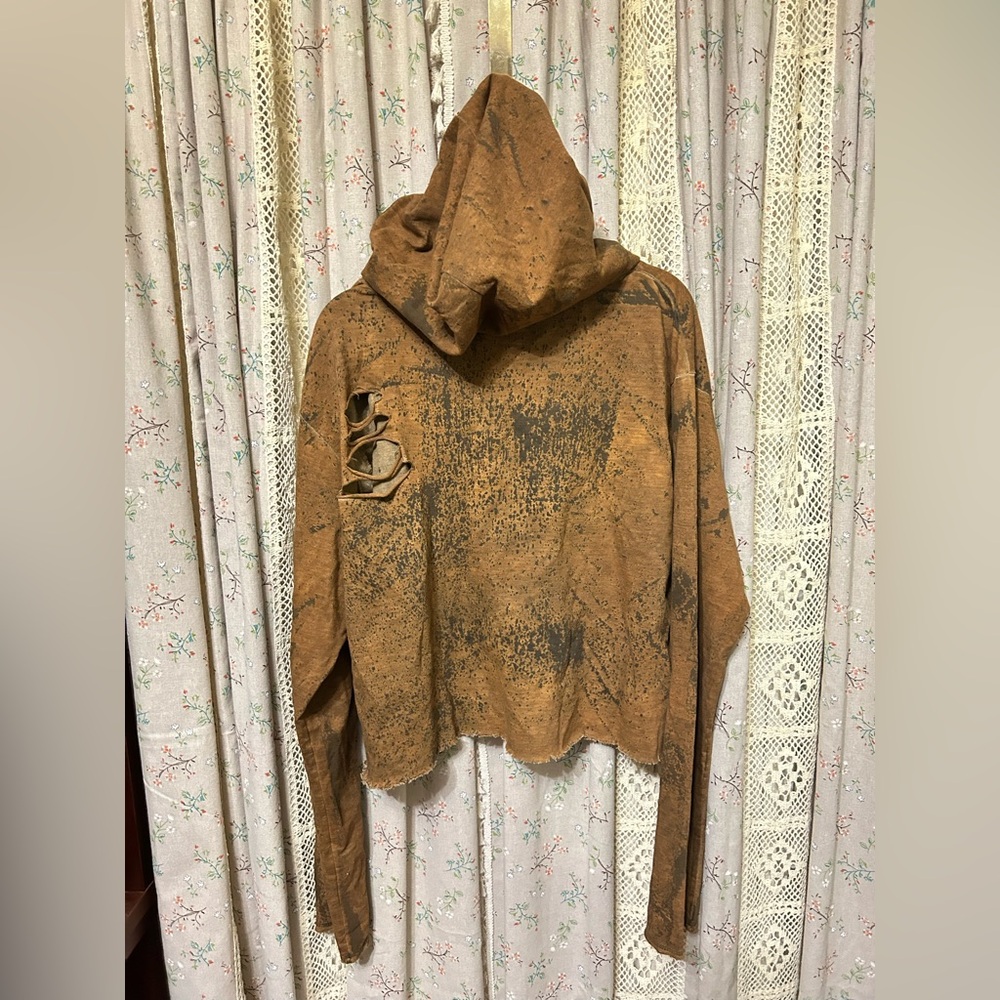 FWRD Denim Co. Distressed Mineral Wash Hoodie Sz XL Oversized Grunge Streetwear - Picture 5 of 5